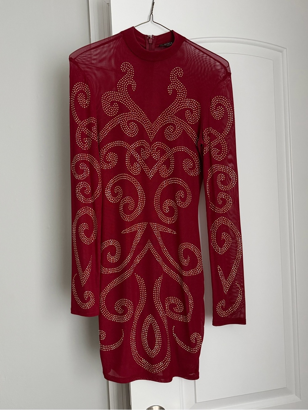 PRIVY Red Mini Dress with Gold Embellishment